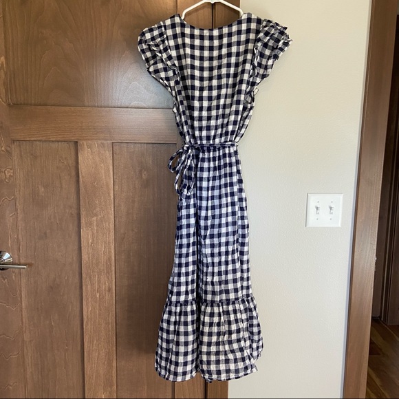 Old Navy Ruffle-Sleeve Gingham Waist-defined Tie Waist Midi Dress Size L - Picture 7 of 11